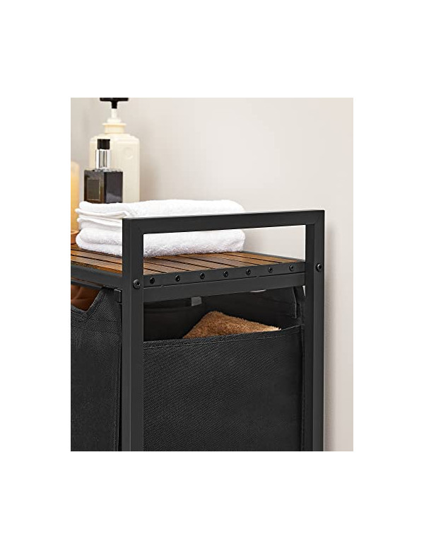 Consola de depozitare Vasagle, 3 cosuri de rufe, BLH301B01, Maro Rustic 5 Consola de depozitare Vasagle, 3 cosuri de rufe, BLH301B01, Maro Rustic - imagine 5