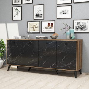Consola Elite 1618 Walnut-Negru Marble - imagine 2