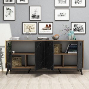 Consola Elite 1618 Walnut-Negru Marble - imagine 3