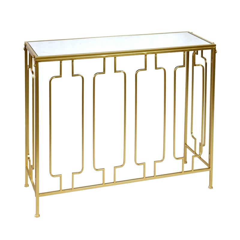 Consola Gold Metal-mirror Glass Pako World Auriu 91.4x31.8x77.5 cm 1 Consola Gold Metal-mirror Glass Pako World Auriu 91.4x31.8x77.5 cm