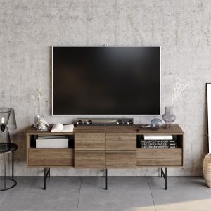 Consola Kevan, culoarea nuc - picior negru 180x35x65cm - imagine 2