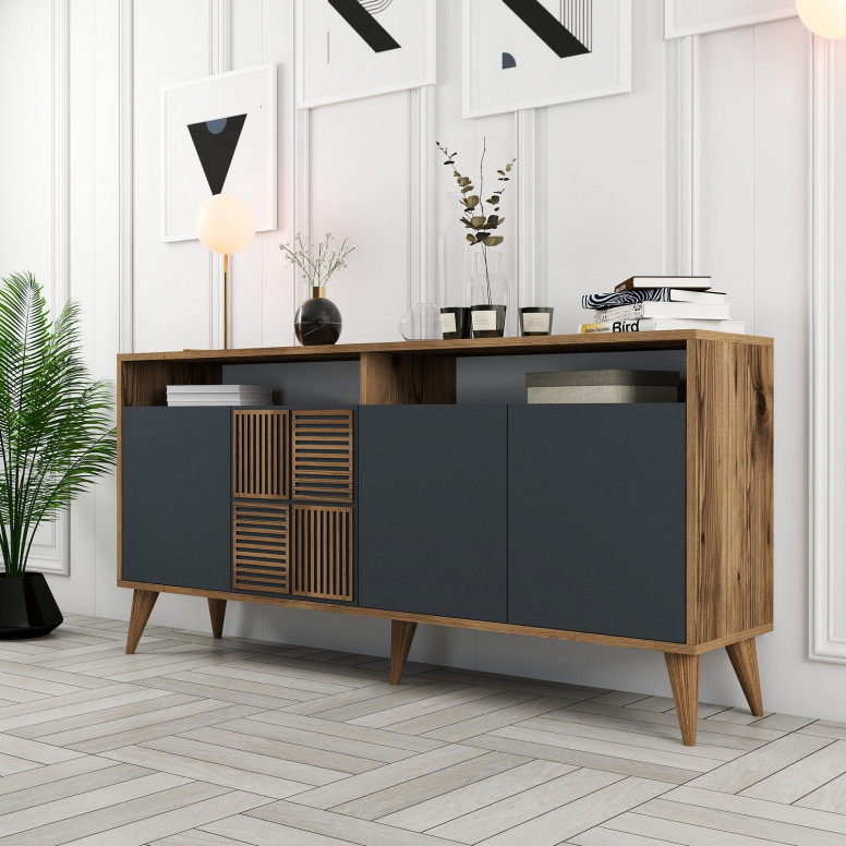 Consola Milan 160 - Walnut, Antracit 2 Consola Milan 160 - Walnut, Antracit - imagine 2
