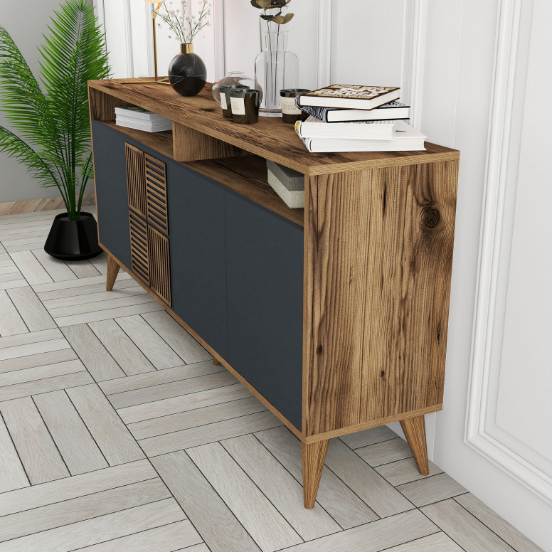 Consola Milan 160 - Walnut, Antracit 3 Consola Milan 160 - Walnut, Antracit - imagine 3