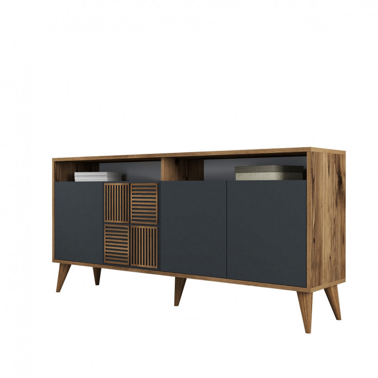 Consola Milan 160 - Walnut, Antracit 6 Consola Milan 160 - Walnut, Antracit - imagine 6
