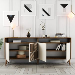 Consola Milan Walnut-Cream - imagine 3