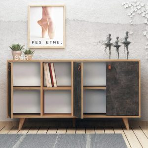 Consola Planky Oak-Dark Concrete - imagine 2