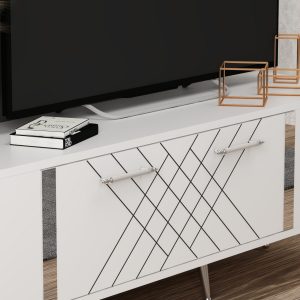 Consola TV Detas Alb 150x48.2x35 cm - imagine 3