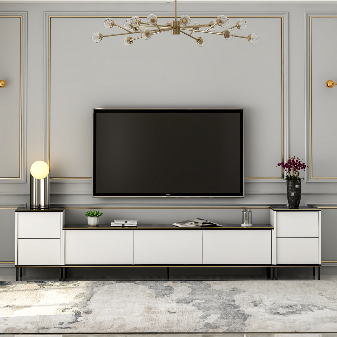 Consola TV Imaj Alb 180x45.2x35 cm 1 Consola TV Imaj Alb 180x45.2x35 cm