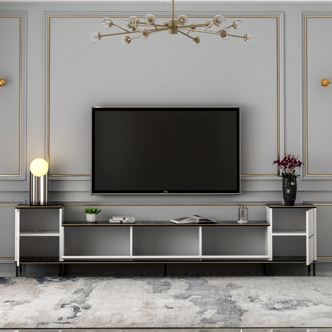 Consola TV Imaj Alb 180x45.2x35 cm 5 Consola TV Imaj Alb 180x45.2x35 cm - imagine 5