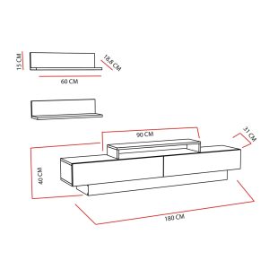 Consola TV Lucca Alb 180x40x31 cm - imagine 4