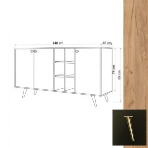 Consola VEİT Oak-Negru - imagine 5