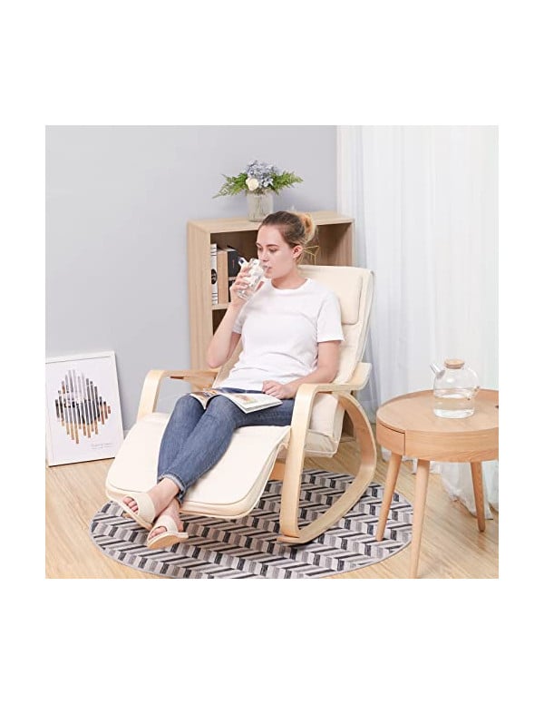 Fotoliu balansoar, Songmics, Bej, LYY10M, 150 Kg, 67 x 115 x 91 cm 3 Fotoliu balansoar, Songmics, Bej, LYY10M, 150 Kg, 67 x 115 x 91 cm - imagine 3