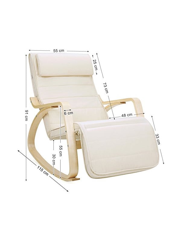 Fotoliu balansoar, Songmics, Bej, LYY10M, 150 Kg, 67 x 115 x 91 cm 5 Fotoliu balansoar, Songmics, Bej, LYY10M, 150 Kg, 67 x 115 x 91 cm - imagine 5