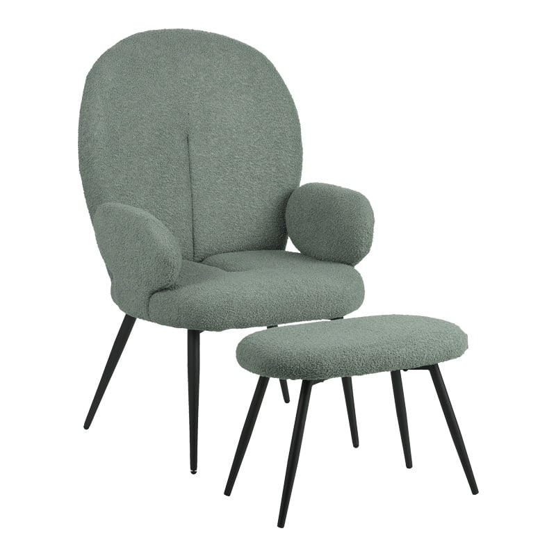 Fotoliu cu taburet Qarar, Pako World, Verde, 67x67x106 cm 1 Fotoliu cu taburet Qarar, Pako World, Verde, 67x67x106 cm