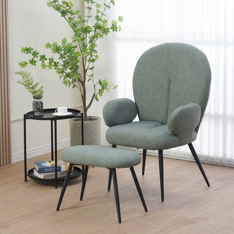 Fotoliu cu taburet Qarar, Pako World, Verde, 67x67x106 cm 2 Fotoliu cu taburet Qarar, Pako World, Verde, 67x67x106 cm - imagine 2