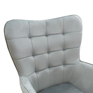 Fotoliu Maddison cu suport pentru picioare - perna catifea gri - culoare lemn natural 68x72x98cm - imagine 5