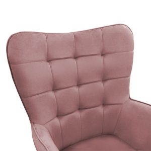 Fotoliu Maddison cu suport pentru picioare - perna catifea mar putred - culoare lemn natural 68x72x98cm - imagine 6