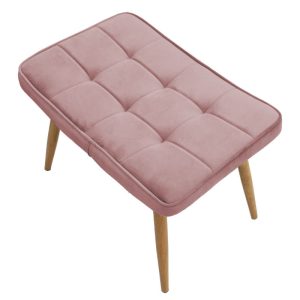 Fotoliu Maddison cu suport pentru picioare - perna catifea mar putred - culoare lemn natural 68x72x98cm - imagine 7