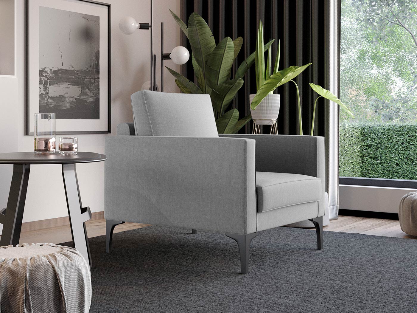 Fotoliu Rici Gri Deschis 2 Fotoliu Rici Gri Deschis - imagine 2