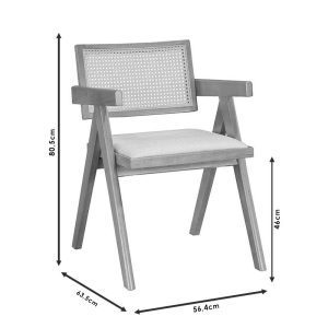 Fotoliu Winslow lemn de arbore de cauciuc negru - pvc ratan material culoare lemn natural - gri - imagine 4