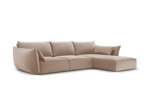 Coltar dreapta 4 locuri, Kaelle, Micadoni Home, BL, 308x171x85 cm, catifea, bej - imagine 2