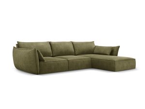 Coltar dreapta 4 locuri, Kaelle, Micadoni Home, BL, 308x171x85 cm, poliester chenille, verde - imagine 2