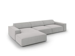 Coltar stanga 4 locuri, Jodie, Micadoni Home, BL, 284x166x70 cm, poliester, gri deschis - imagine 3