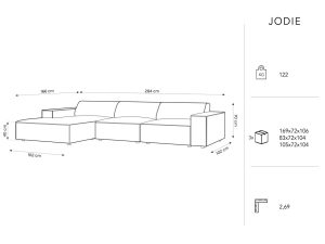 Coltar stanga 4 locuri, Jodie, Micadoni Home, BL, 284x166x70 cm, poliester, gri deschis - imagine 7