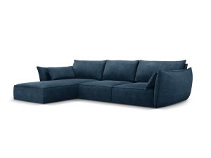 Coltar stanga 4 locuri, Kaelle, Micadoni Home, BL, 308x171x85 cm, poliester chenille, albastru regal - imagine 2