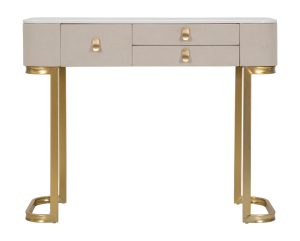 Consola, Beauty, Mauro Ferretti, 100 x 40 x 80 cm, lemn de pin/MDF/metal, crem/auriu - imagine 2