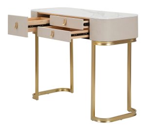 Consola, Beauty, Mauro Ferretti, 100 x 40 x 80 cm, lemn de pin/MDF/metal, crem/auriu - imagine 3