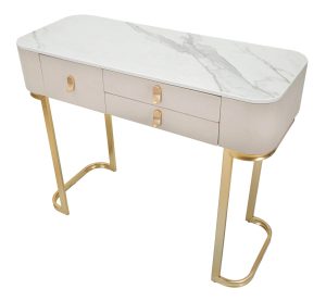 Consola, Beauty, Mauro Ferretti, 100 x 40 x 80 cm, lemn de pin/MDF/metal, crem/auriu - imagine 4
