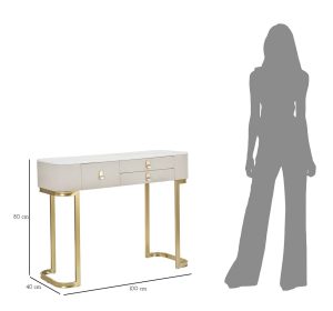Consola, Beauty, Mauro Ferretti, 100 x 40 x 80 cm, lemn de pin/MDF/metal, crem/auriu - imagine 9