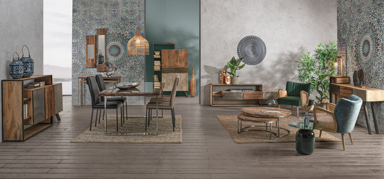 Consola Manchester, Bizzotto, 160x38x95 cm, lemn de mango/otel 11 Consola Manchester, Bizzotto, 160x38x95 cm, lemn de mango/otel - imagine 11