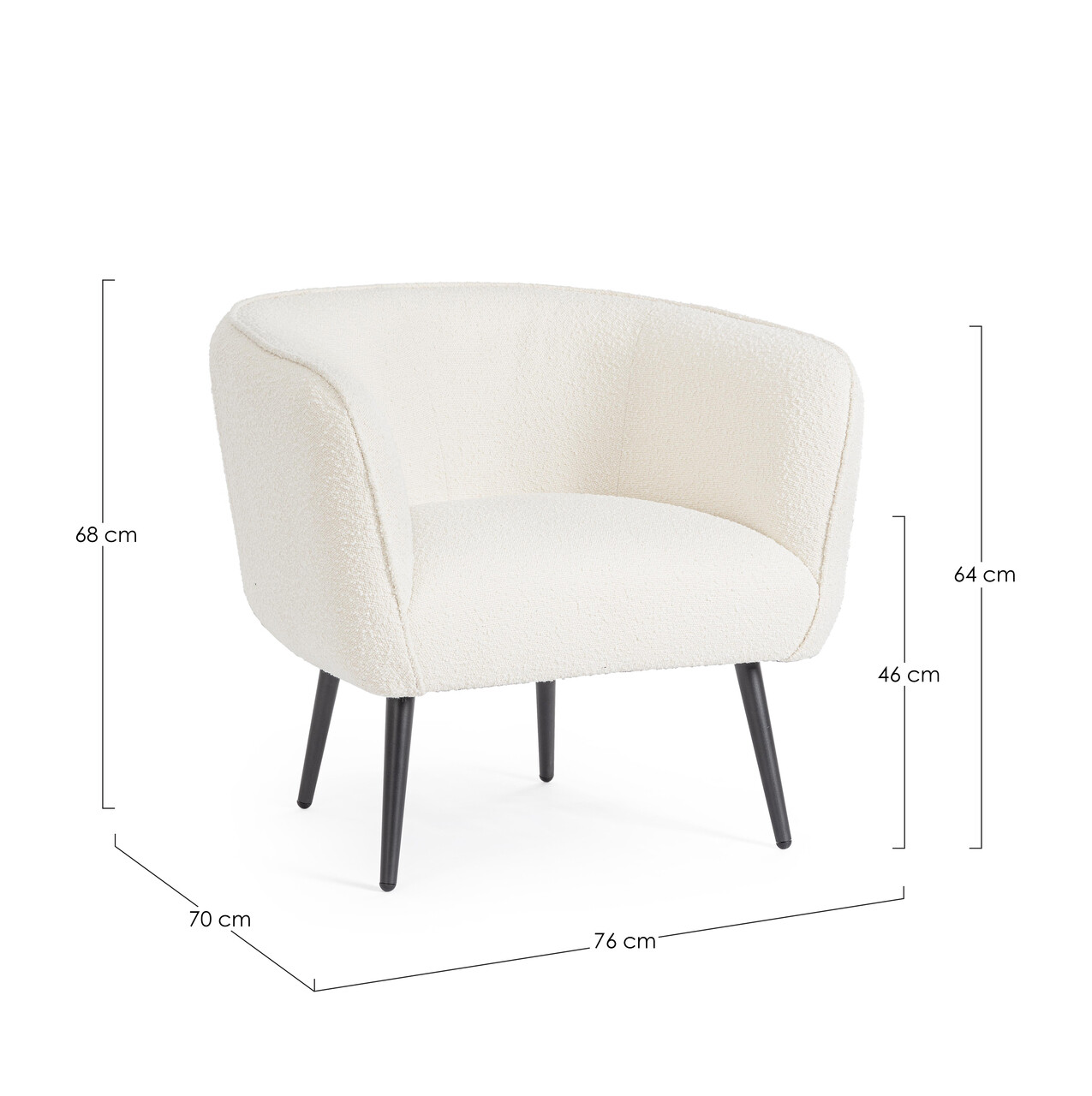 Fotoliu Avril, Bizzotto, 76 x 70 x 68 cm, otel/poliester Boucle, alb 7 Fotoliu Avril, Bizzotto, 76 x 70 x 68 cm, otel/poliester Boucle, alb - imagine 7