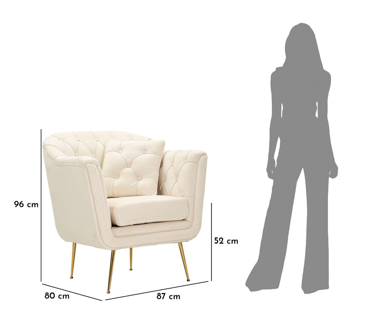 Fotoliu cu perna decorativa Budapest, Mauro Ferretti, 88x83x91 cm, fier/poliester, crem 2 Fotoliu cu perna decorativa Budapest, Mauro Ferretti, 88x83x91 cm, fier/poliester, crem - imagine 2