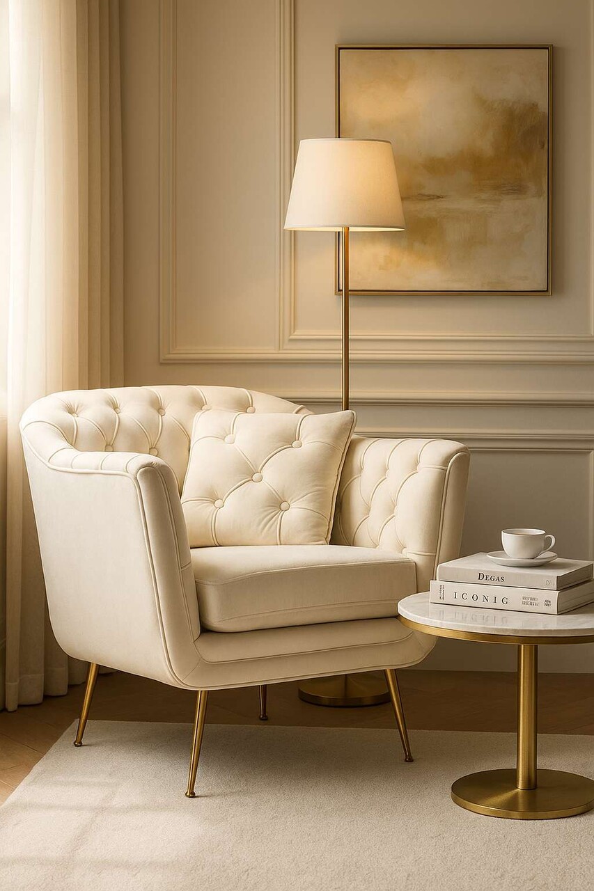 Fotoliu cu perna decorativa Budapest, Mauro Ferretti, 88x83x91 cm, fier/poliester, crem 3 Fotoliu cu perna decorativa Budapest, Mauro Ferretti, 88x83x91 cm, fier/poliester, crem - imagine 3