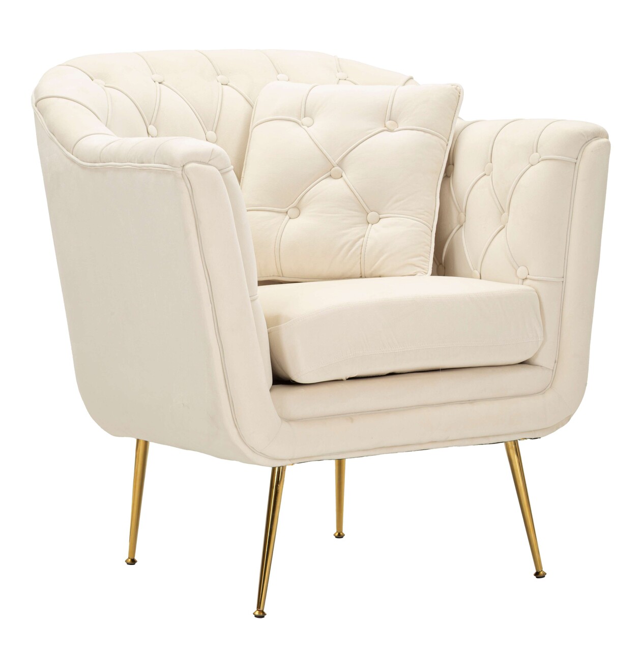 Fotoliu cu perna decorativa Budapest, Mauro Ferretti, 88x83x91 cm, fier/poliester, crem 1 Fotoliu cu perna decorativa Budapest, Mauro Ferretti, 88x83x91 cm, fier/poliester, crem