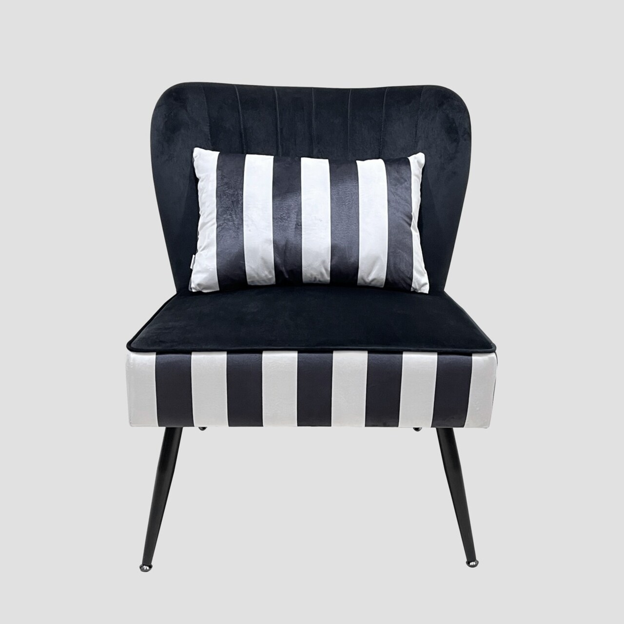 Fotoliu Eloya, Homla, 75.5x71x86 cm, MDF/catifea din poliester, negru/alb 2 Fotoliu Eloya, Homla, 75.5x71x86 cm, MDF/catifea din poliester, negru/alb - imagine 2