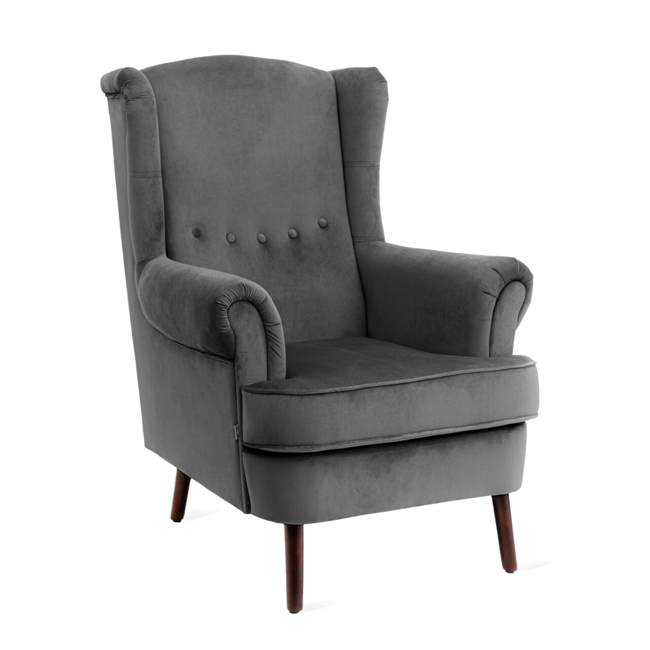 Fotoliu Fossby, Homla, 86x85x108 cm, lemn/catifea din poliester, gri 2 Fotoliu Fossby, Homla, 86x85x108 cm, lemn/catifea din poliester, gri - imagine 2