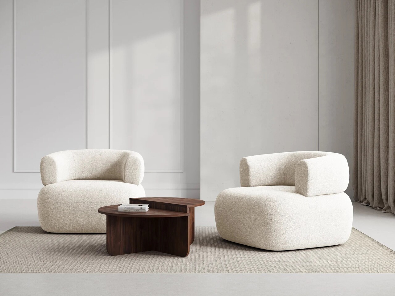 Fotoliu, Jenny-67, Micadoni Home, 90x88x73 cm, tesatura boucle, bej 1 Fotoliu, Jenny-67, Micadoni Home, 90x88x73 cm, tesatura boucle, bej