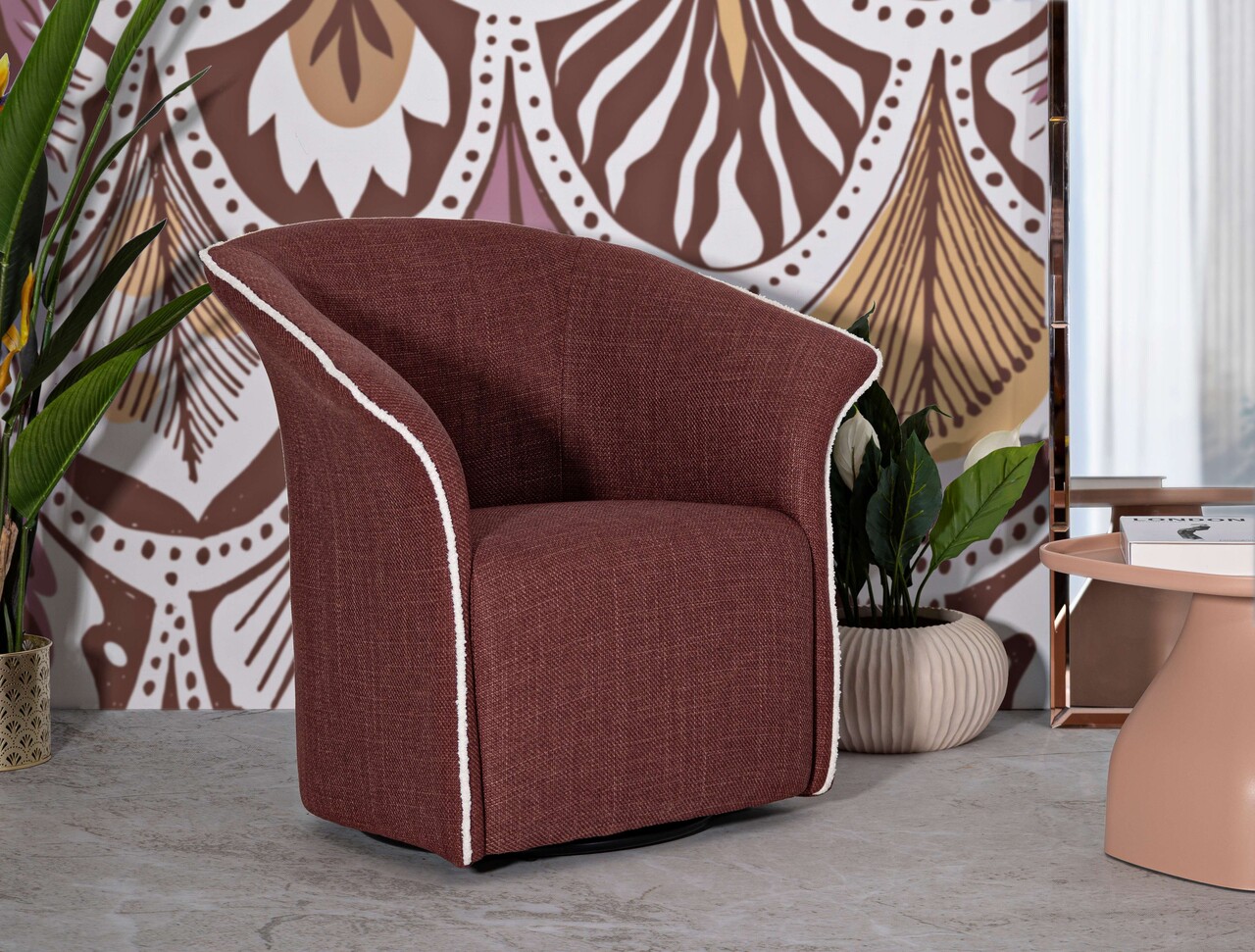 Fotoliu rotativ Siena Swivel, Mauro Ferretti, 83.5x66x80 cm, fier/poliester, bordo 1 Fotoliu rotativ Siena Swivel, Mauro Ferretti, 83.5x66x80 cm, fier/poliester, bordo